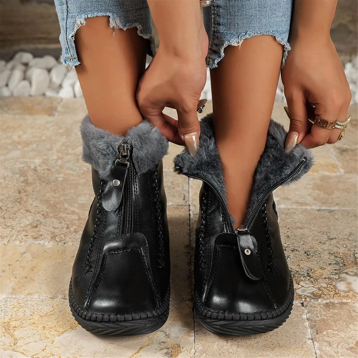 Women's Waterproof Snow Boots Zipper Snow Boots Women Waterproof Brown Waterproof Snow Boots Wide Boots for Winter Waterproof Women 2023 Tall Winter Boots for Women Snow