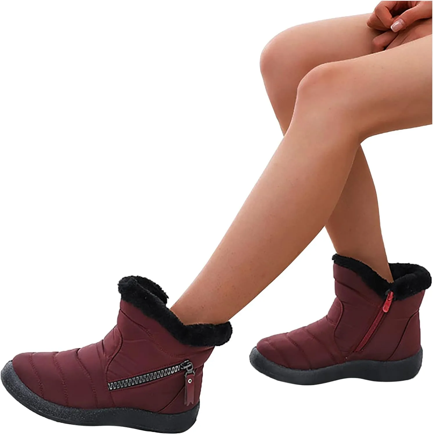 Women's Waterproof Snow Boots Zipper Snow Boots Women Waterproof Brown Waterproof Snow Boots Wide Boots for Winter Waterproof Women 2023 Tall Winter Boots for Women Snow