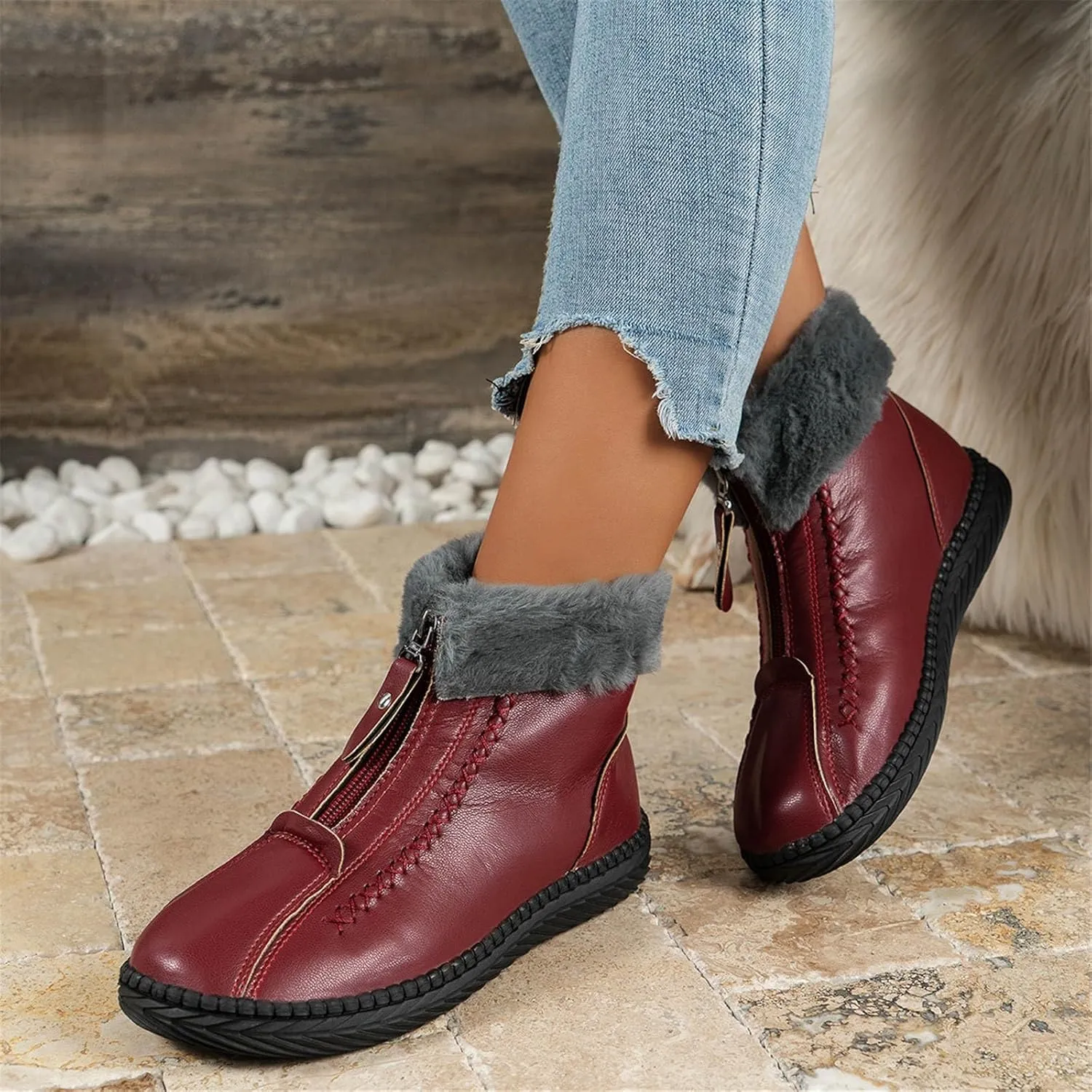Women's Waterproof Snow Boots Zipper Snow Boots Women Waterproof Brown Waterproof Snow Boots Wide Boots for Winter Waterproof Women 2023 Tall Winter Boots for Women Snow
