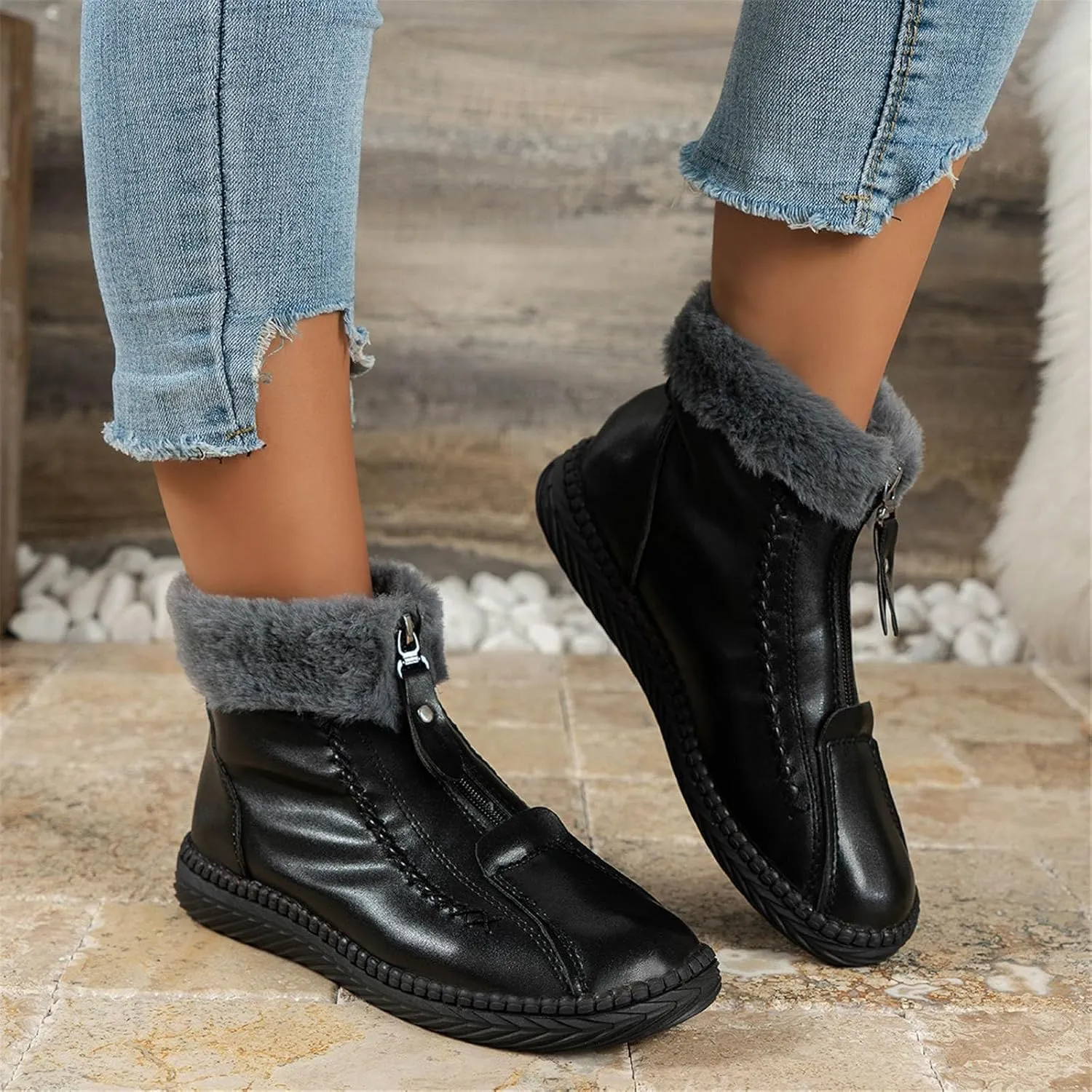 Women's Waterproof Snow Boots Zipper Snow Boots Women Waterproof Brown Waterproof Snow Boots Wide Boots for Winter Waterproof Women 2023 Tall Winter Boots for Women Snow