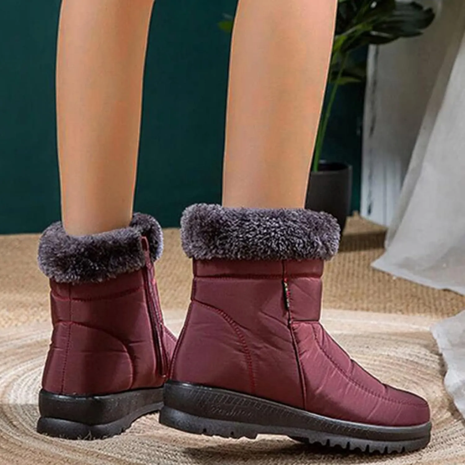 Women's Waterproof Snow Boots Zipper Snow Boots Women Waterproof Brown Waterproof Snow Boots Wide Boots for Winter Waterproof Women 2023 Tall Winter Boots for Women Snow