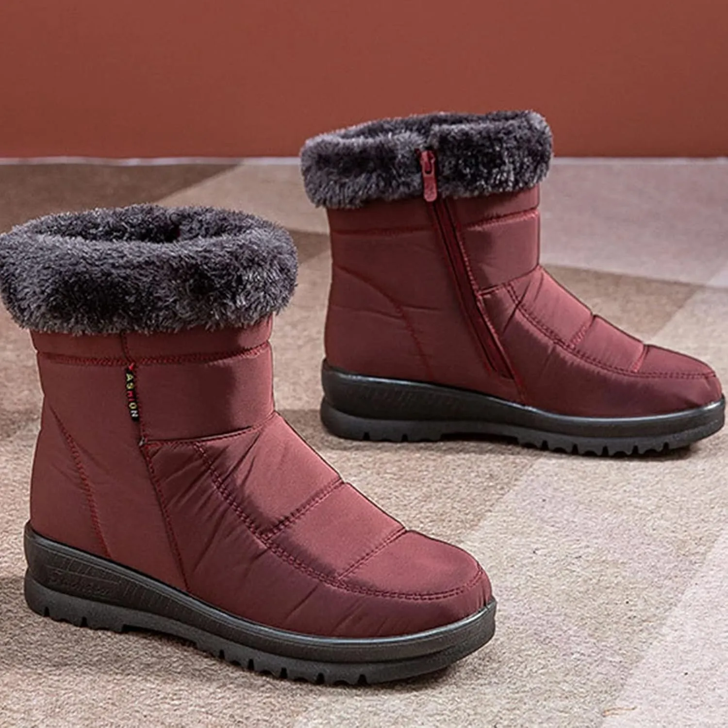 Women's Waterproof Snow Boots Zipper Snow Boots Women Waterproof Brown Waterproof Snow Boots Wide Boots for Winter Waterproof Women 2023 Tall Winter Boots for Women Snow
