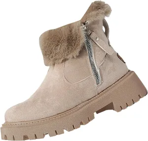 Women's Waterproof Winter Boots with Plush Lined Warm Anti-Slip Suede Ankle Boots Wide Calf Platform Boots