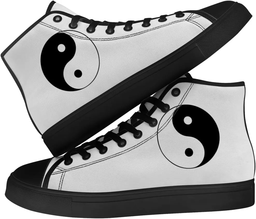 Yin and Yang Shoes High Top Canvas Sneakers Lace Up Casual Walking Shoes Gifts for Men Women