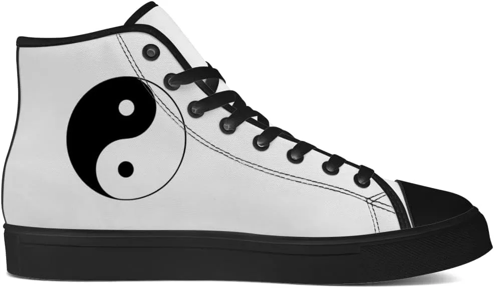 Yin and Yang Shoes High Top Canvas Sneakers Lace Up Casual Walking Shoes Gifts for Men Women