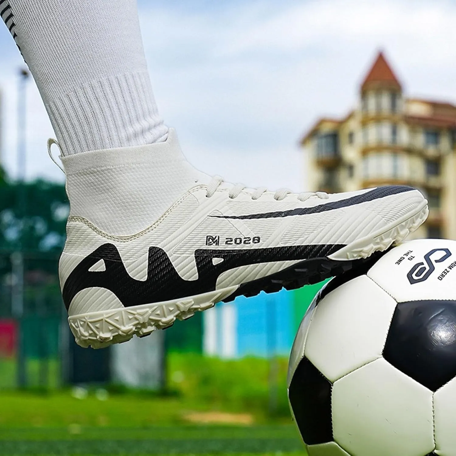 Youth Football Cleats Professional, Soccer Cleats Lightweight Lace Up, Shock Resistant Training Ground Baseball Turf Shoes