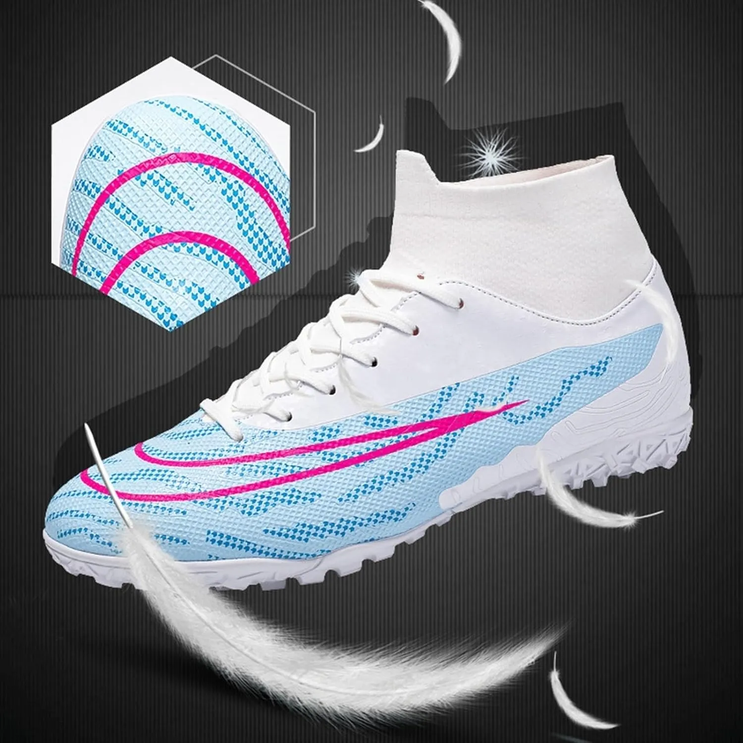Youth Wide Soccer Cleats Competition Ready, Football Cleats Professional Lightweight Turf Ground Training for Big Boys Athletic Footwear